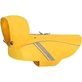 VIVAGLORY Wetoff Dog Raincoat, Rain Coat for Dog All Seasons Adventure, Rain Jacket with Harness Hole & Hood, Reflective Lightweight Waterproof for Doggy & Puppy, XS, Yellow
