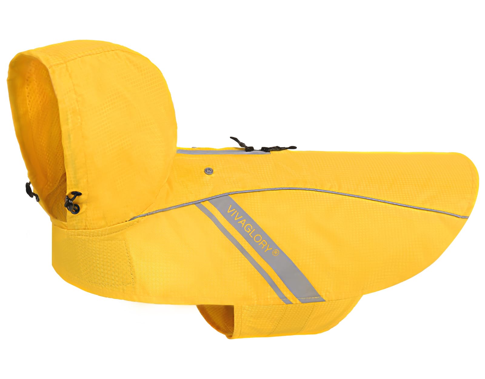 VIVAGLORY Wetoff Dog Raincoat, Rain Coat for Dog All Seasons Adventure, Raincoat with Harness Hole & Hood, Reflective Lightweight Waterproof for Doggy & Puppy, L, Yellow