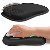 Hokafenle Ergonomic Wrist-hugging Mouse Pad Wrist Support, U-shaped Holding Wrist Rest Mousepad for Carpal Tunnel Pain Relief with Cushioned Memory Foam Slope Massage Bulge (Classic 10.2x8.3 in,Black)
