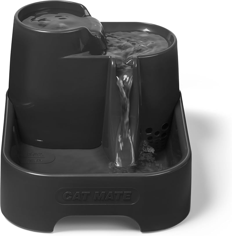 Cat Mate Multi-Level Pet Water Fountain 2 Litre Grey Quiet Hydration