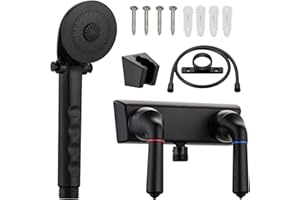 LAVISHSTREAM RV Shower Faucet with Handheld Showerhead & Hose, 4" ABS Shower Set, Leak & Rust Resistant for RV Camper Motorhome Travel Trailer (Black, Indoor/Outdoor Use)