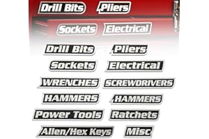 TEN D.J 12 Pack of Magnetic Toolbox Labels, 3D-Printed Tool Box Labels, Toolbox Magnetic, Reusable Tags for Steel Toolboxes, Carts, Drawers, and Cabinets (Black)