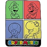 Super Mario Bedding Super Soft Micro Raschel Throw, 46 in x 60 in, (Official Licensed Product) by Franco Collectibles
