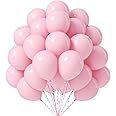 FOTIOMRG Pink Balloons 12 inch, 50 Pack Light Pink Latex Party Balloons Helium Quality for Birthday Graduation Bridal Baby Shower Gender Reveal Pink Princess Party Decorations (with Pink Ribbon)
