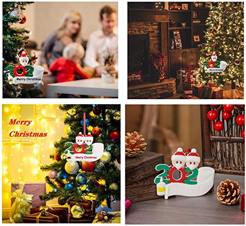 YAJONUE Christmas Ornament Quarantine Personalized 2020 Christmas Pendant Kit Customized Survived Family Name Hanging Ornament Decor Set for Christmas Tree Party Creative Friends Gift,2 Packs