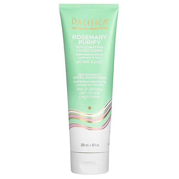 PACIFICA CONDITIONER – ROSEMARY PURIFY INVIGORATING CONDITIONER WITH HYDRATING JOJOBA & COOLING MINT FOR BALANCED MOISTURE, SULFATE-FREE, VEGAN & CRUELTY-FREE, 8 OZ