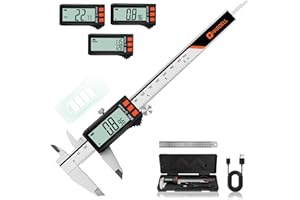 HARDELL Digital Caliper, Rechargeable Digital Caliper with Power Display, 6 inch Caliper Measuring Tool with Large LCD Screen, Digital Micrometer with MM/in/F Conversion for Jewelers/Woodworkers/DIY