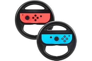 Beastron Racing Games Steering Wheel compatible with Switch, Joy-Con Steering Wheel, Black 2 Pack