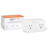 鶹 Basics Dual Smart Plug with Motion Sensor and Night Light, Works with Alexa Only, 2.4 GHz Wi-Fi, No Hub Required, Whit