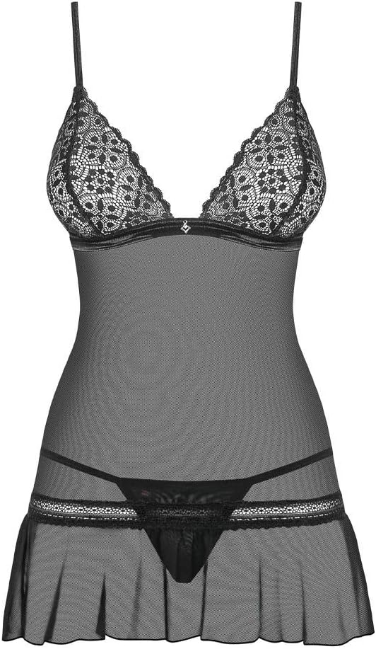 Obsessive See-through Shibu Chemise & Thong Lingerie Set, S/M, Black, 100 g, S-M - Image 4