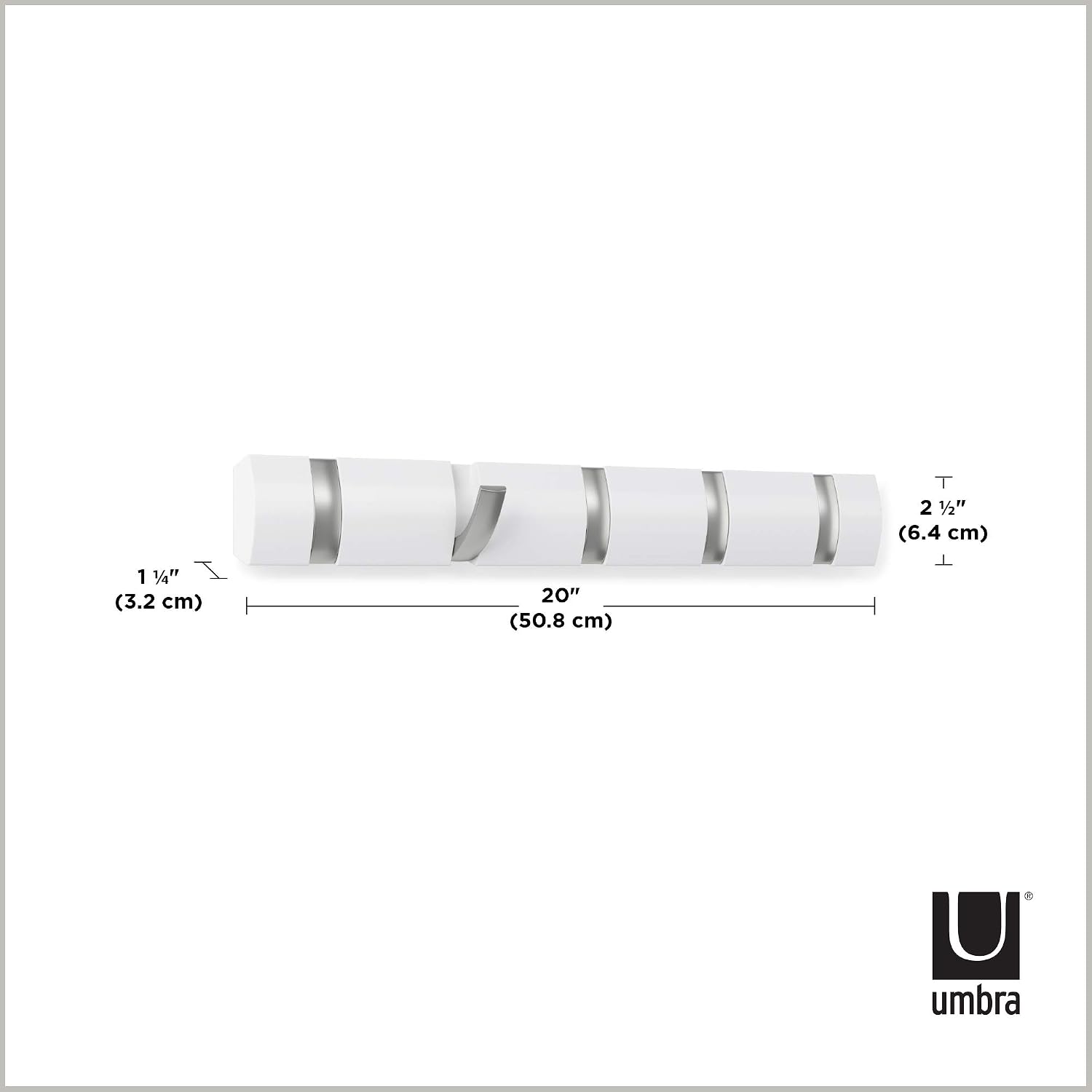 Umbra Flip Wall-Mounted Coat Rack with 5 Hooks, Modern, Space-Saving Storage for Hats Jackets, Bags, Entryway, Mudroom - Image 3