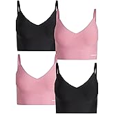 Reebok Womens Everyday Bras - 2 Pack or 4 Pack Soft Stretch Longline Ladies Bralettes Performance Wireless Bras for Women