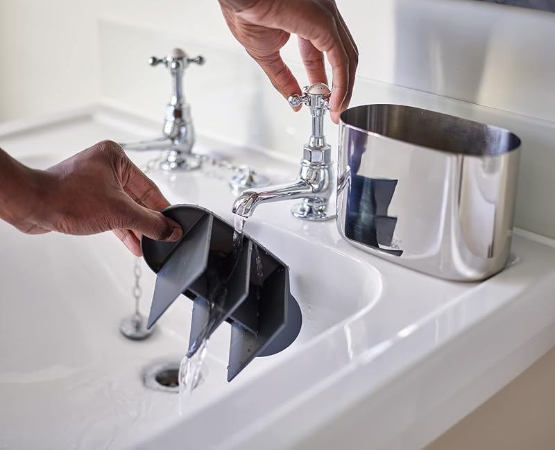 EasyStore, elegante escova de dentes e suporte para pasta de dentes, arrumação para casa de banho, grande em aço inoxidável