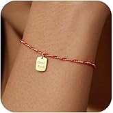 Lucky Red String Protection Bracelets for Women Men 925 Sterling Silver 14K Gold Plated Adjustable Gold Chain Red String Bracelet Red Braided Initial Strand Bracelet Handmade Jewelry for Couple Daughter Birthday Valentine's Day