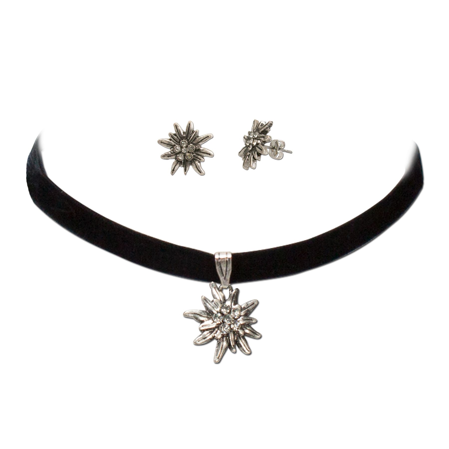 Costume Jewellery * Set Velvet Costume Necklace Edelweiss Stud Earrings * * Choker Elastic Velvet Choker & Earrings * Dirndl Necklace Formfitting * The Dirndl Oktoberfest (Black)