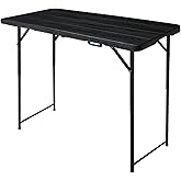FROASISPRO 4ft Folding Table, Portable Fold-in-Half Adjustable Height Utility Table for Indoor/Outdoor Use, Durable HDPE & St