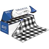 Vrisssot Plastic Table Cover Roll:Disposable Tablecloth 54 in X 120 ft with Easy Slide Cutter Black and White Checkered Tablecloth for Picnic, Party, Birthdays Fit Any Shape & Size Tables
