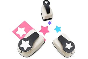 HKKYO Star Hole Punch, Star Punch, Star Paper Punch, Star Hole Puncher, Star Puncher for Crafts, Star Lever Punch, 1 inch Craft Punch, 5/8 inch Hole Punch Shape, 3/8 inch Paper Punch for Crafting