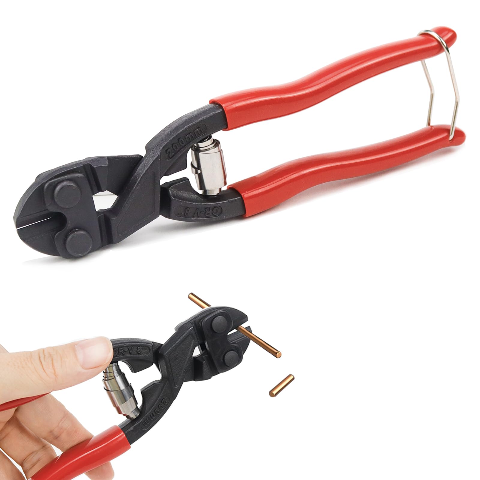 FSWWSF Bolt Cutter 205 mm Black Compact Chrome Vanadium Atramentized Bolt Cutter Professional Cutting Pliers for Rods Bolts Steel Wire Cables Chains