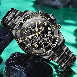OLEVS Black Watches for Men Chronograph Luxury
