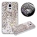 Galaxy S5 Case, Galaxy S5 Neo Case, Galaxy S5 Liquid Glitter Case,PHEZEN 3D Creative Design Shiny Quicksand Flowing Bling Glitter Sparkle Heart Clear Hard Case for Samsung Galaxy S5 - Gold Diamonds