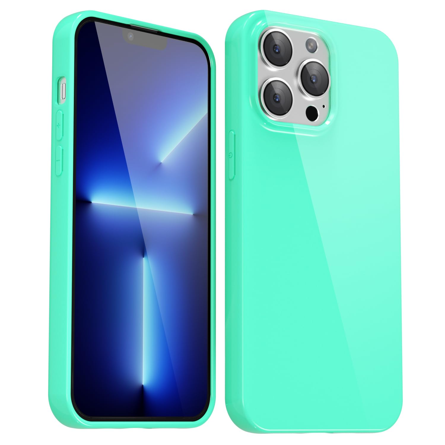 Svanove for iPhone 13 Pro Max Case Silicone, Glossy Soft Rubber Gel Jelly Cute Protective Plastic Simple Plain Phone Case Cover for Women Girl, Slim Thin Flexible Shockproof TPU, Mint Green — image 1