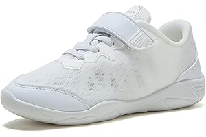 LANDHIKER Cheer Shoes for Girls & Youth Cheerleading Shoes Girls Youth White Competition Cheerleading Gear Training Athletic Flats Breathable Soft Comfortable Kids Cheer Sneaker
