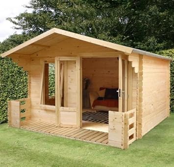 3 3 M X 3 4 M Studio Log Cabin Mit Veranda 19 Mm
