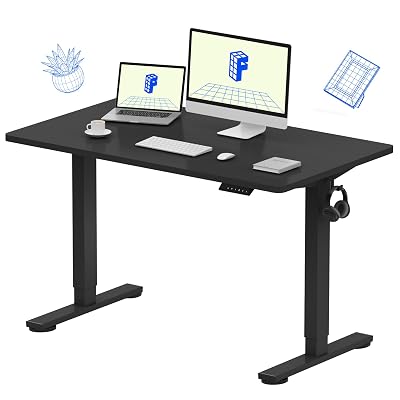 FLEXISPOT EN1 One-Piece Standing Desk, 48"x24" Seamless Desktop Electric Height Adjustable for Home Office, Study Rooms & Multi-Device Workstations, Black