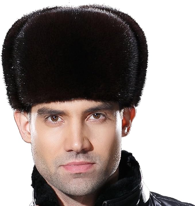 Amazon Ursfur 冬季節 メンズ 防寒 ミンクファー 毛皮帽子 トラッパーハット キャップ 帽子 通販