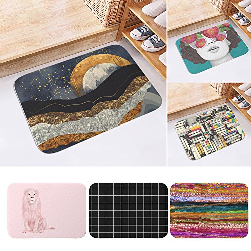 yanQxIzbiu Super Soft Indoor Rugs Living Room Carpets Moon Lion Grid Pattern Bathroom Kitchen Door Anti-Slip Floor Mat Rugs Carpet Pad - 2# - Thumbnail 3