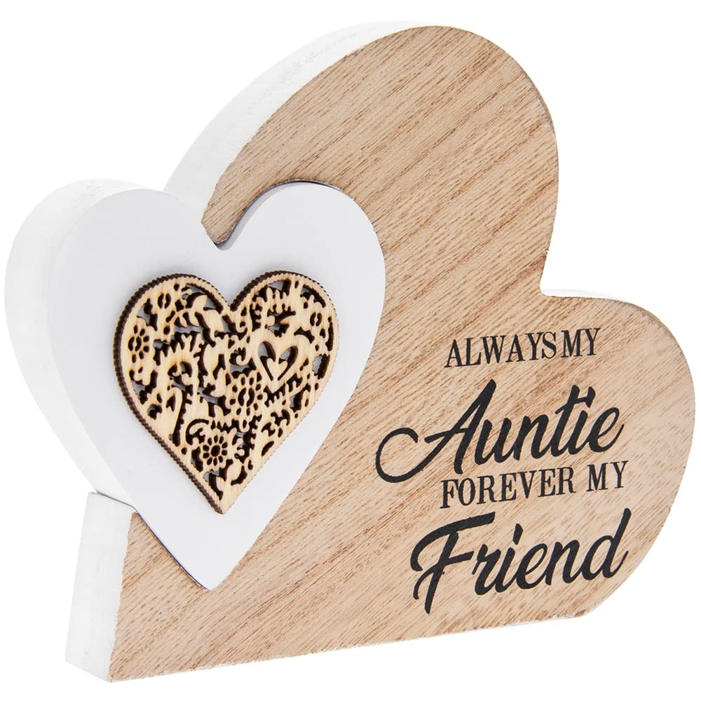 Plaque | Double Heart Always My Auntie | 1 Piece - 15x2x12 cm