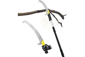 BlumeTrec 14.5FT Pole Saw with Adjustable Length for Tree Trimming, Lightweight Manual Pruning Saw with Mn Steel Blade, Long Extension Branch Cutter Pole Pruner for Yard, Garden, Patio & Forestry Use