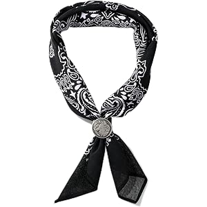 Gemoioio Western Bandana Scarf for Men with Vintage Coin Buckle | Versatile western neck scarf also works as pocket square.pa