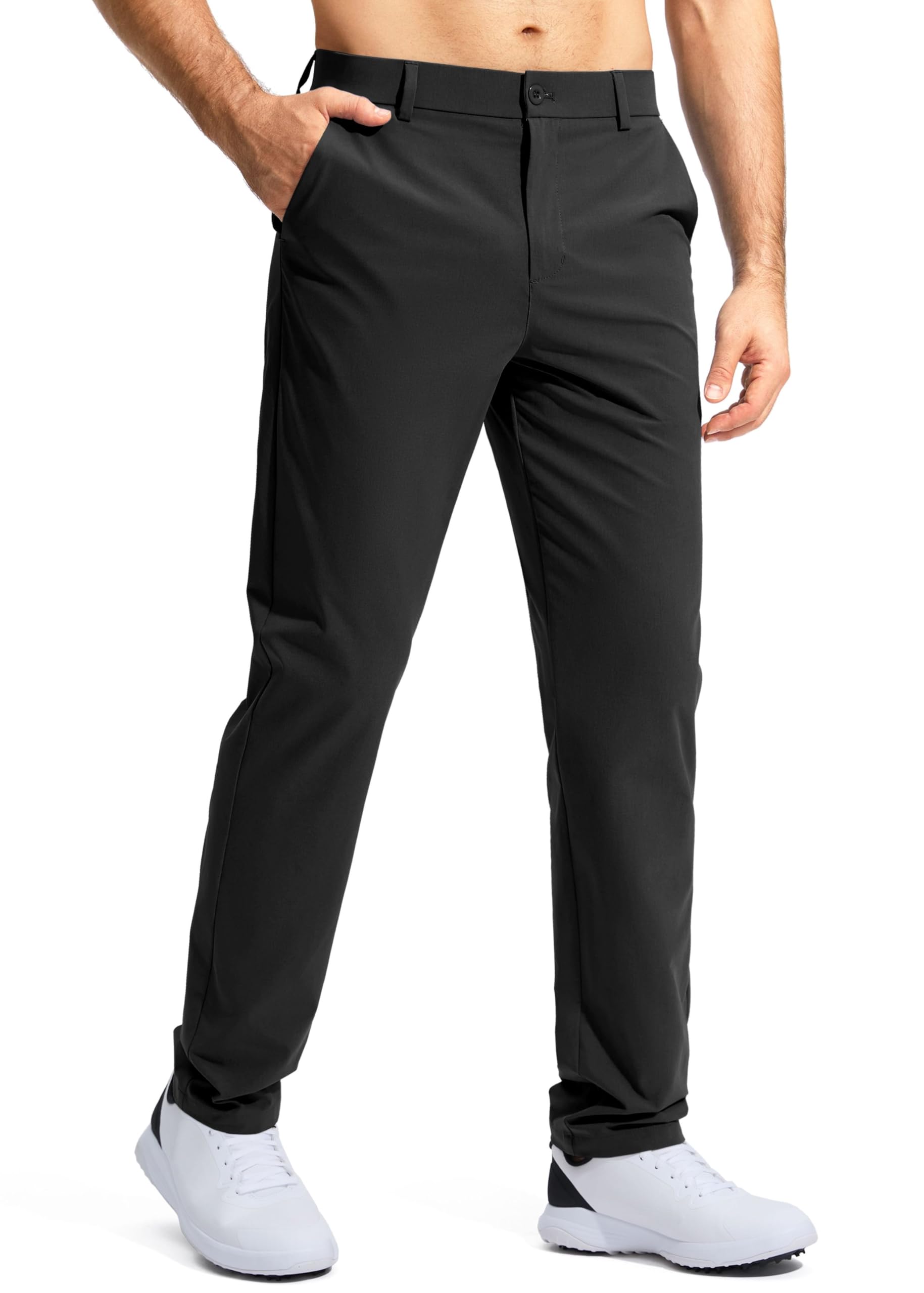 Photo 1 of Pudolla Golf Pants for Men Stretch Dress Pants Mens Work Pants 34 Lightweight Quick Dry Casual Slacks Trousers with Pockets(Black 32Wx34L)