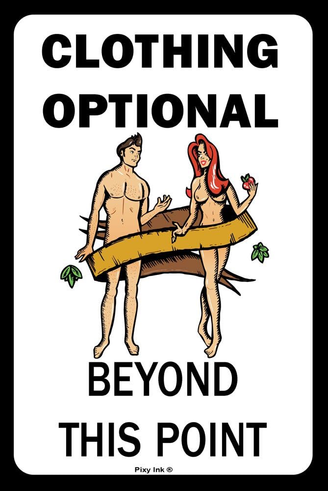 Pixy Ink Clothing Optional Beyond This Point Funny Metal Novelty Sign