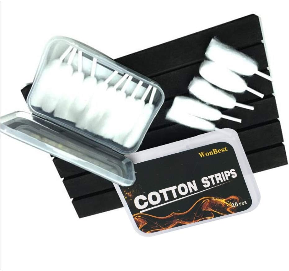 Vape Cotton Threads 20 Pack pre-Wrapped Cotton Sticks for Self Winding Atomizer with a Compact Box