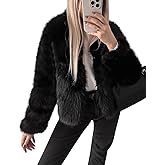 Flygo Women Faux Fur Coat Fluffy Long Sleeve Open Front Cropped Furry Jacket Shaggy 2025 Warm Winter Outwear with Pockets