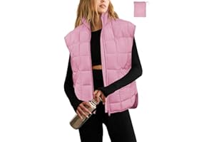 LAMISSCHE Womens Cropped Puffer Vest Oversized Zip Up Quilted Jackets Packable Padded Gilet Puffy Down Coat With Pockets
