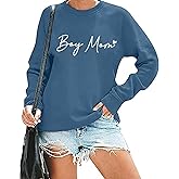RMTXCD Life is Better with My Boys Sweatshirt for Women Boy Mom Letter Print Graphic Pullover Mom Life Casual Crewneck Tops