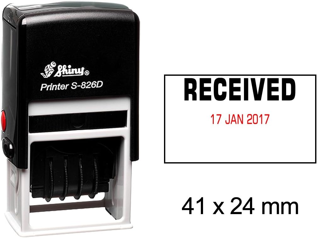 Self Inking Shiny Date Stamp With Received Text Ofiice Stationary Rubber Stamper S-826D