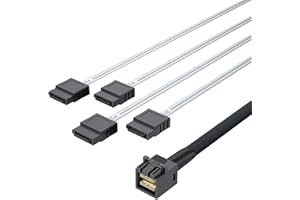 Internal Mini SAS HD SFF-8643 to 4X SATA (7pin) Hard Disk Data Server Raid Cable, 1-Meter (3.3 ft), 6 Gbit/s, for Motherboard