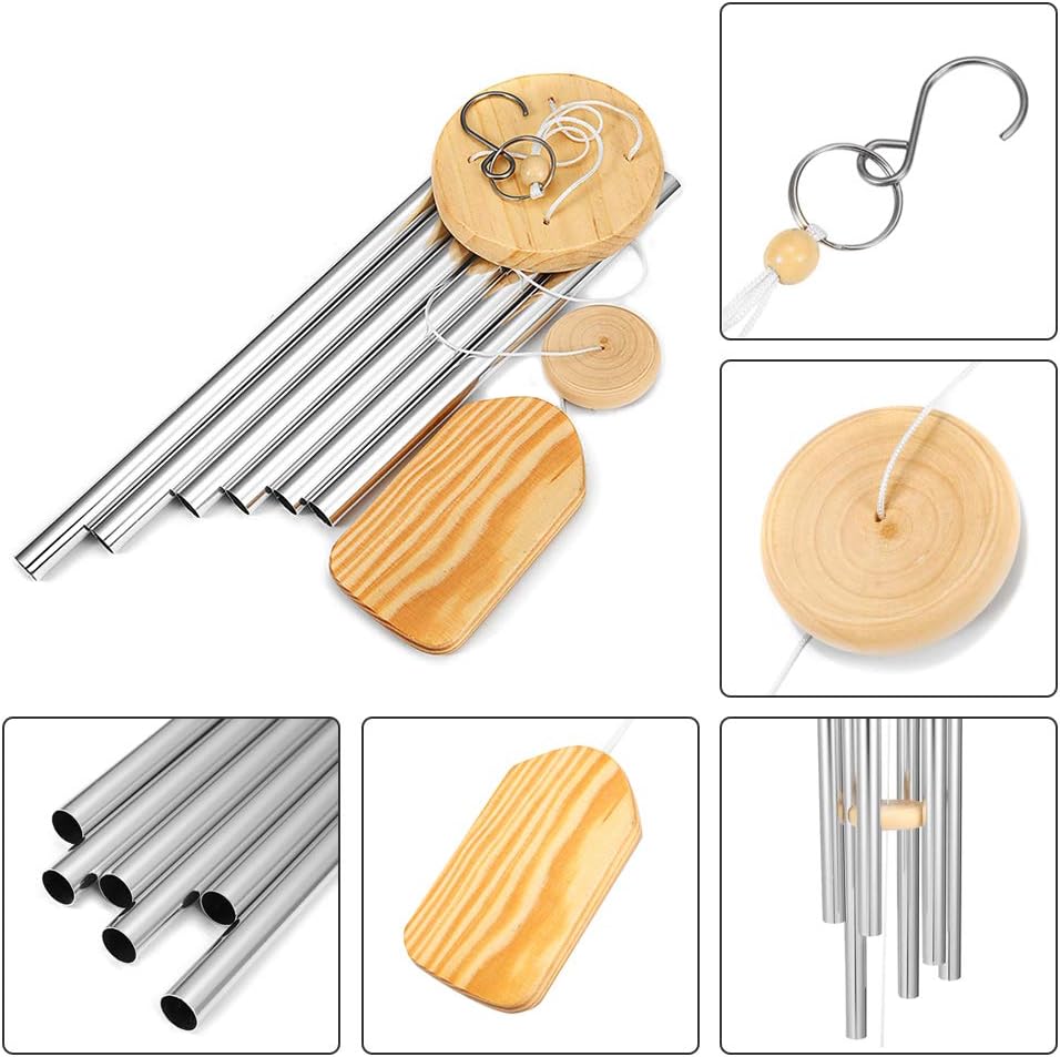 PATHONOR Wind Chimes Outdoor, with 6 Aluminum Tubes Wooden Wind Bell Memorial Wind Chimes, Best Gift Chimes Decor for Garden Patio Outdoor : Garden & Outdoor