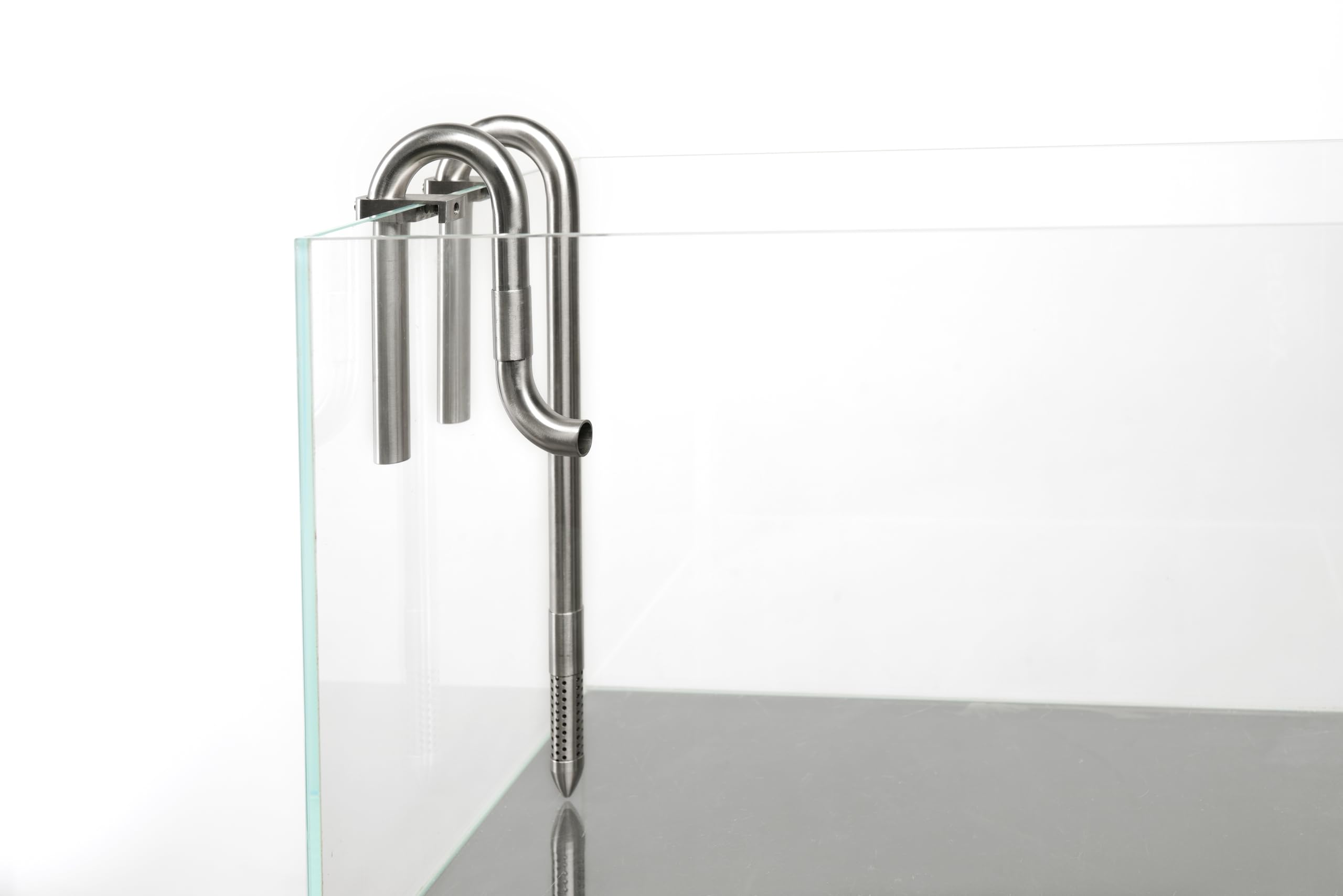 Photo 1 of LANDEN 304 Stainless Steel Lily Pipes with Clamps for Rimless Glass Aquarium, Inflow and Outflow Set (Pipe Diameter 16mm)