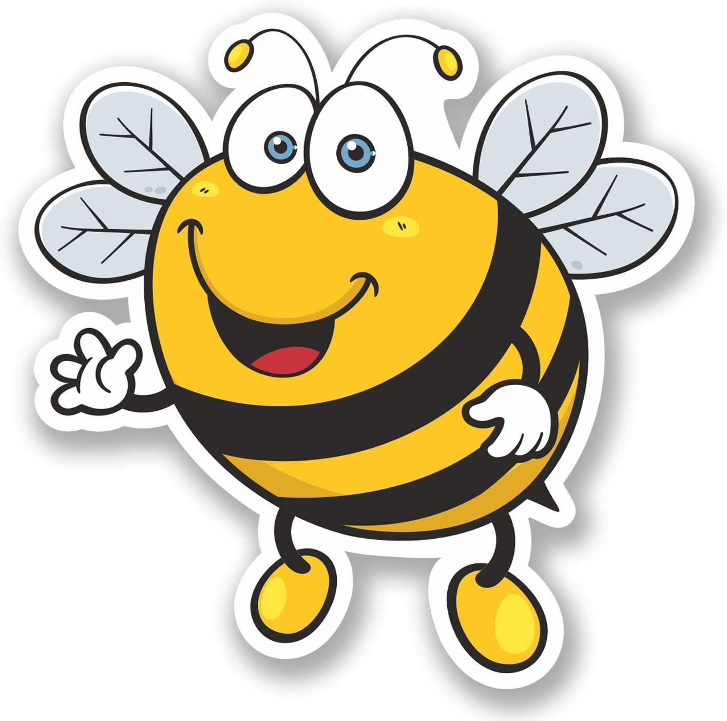 2no. 150mm Happy Bee Stickers - Self Adhesive Stickers - Easy to Apply