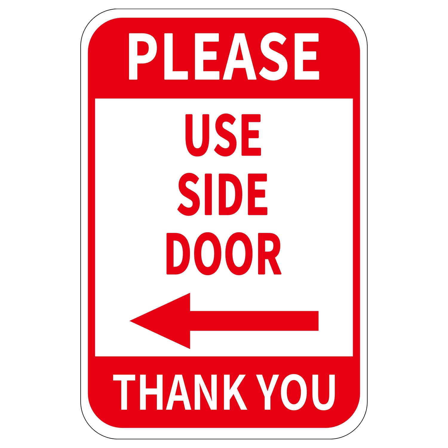 Please Use Side Door Sign Aluminum 12x8 Inch Left Arrow Metal Waterproof for Enter Outdoor Business Office 2 Pack