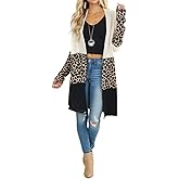 Lacozy Women's Open Front Long Cardigan Draped Snap Buffalo Plaid Shirt Kimono Cardigan Knit Sweater