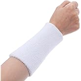 Wrist Sweatbands Elastic Sport Wristbands 6 Inch Absorbent Terry Cloth Armbands Long Cotton Athletic Wrist Bands for Working Out Football Basketball Tennis Gym Costumes Cosplay