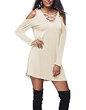 Bauihr Women's Long Sleeve V-Neck Casual Loose T-Shirt Dress