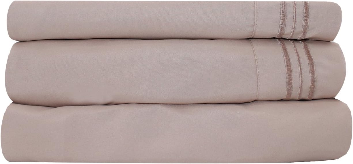 Droyee 4-PCS Bed in a Bag Sheet Set Solid Color Light Coffee Queen Size (1 Flat Sheet,1 Fitted Sheet,2 Pillow Cases)